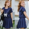 <malymoon>ナチュラルデザインの清楚系半袖セーラー服(紺)